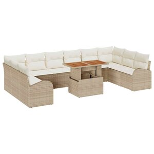 vidaXL Ensemble de canapé de jardin 11 Pièces Beige Poly rotin