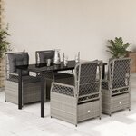 vidaXL Ensemble à manger de jardin et coussins 5 Pièces gris clair rotin