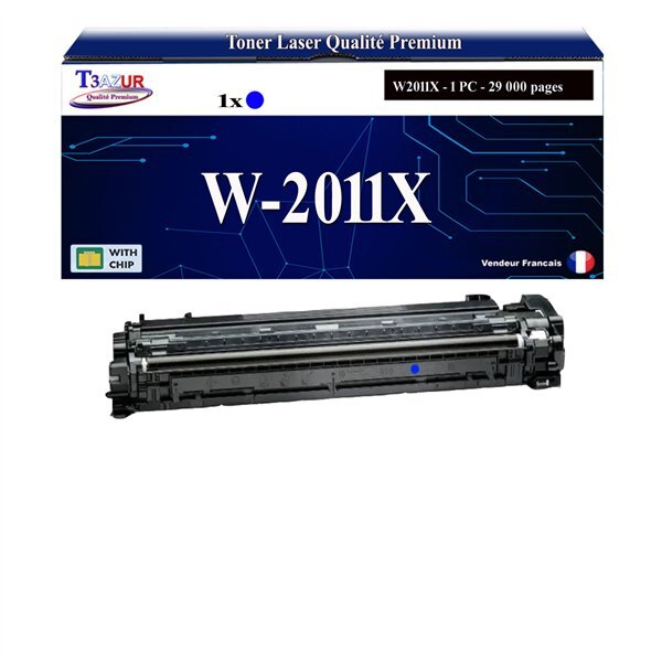 T3AZUR - Toner compatible avec HP Color LaserJet Enterprise M856dn  M856x remplace HP W2011X / W2011A (HP 659X/659A)- Cyan