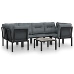 vidaXL Salon de jardin 7 Pièces noir et gris résine tressée