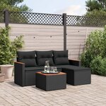 vidaXL Salon de jardin 5 Pièces avec coussins noir résine tressée