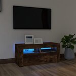 vidaXL Meuble TV avec lumières LED Chêne fumé 90x35x40 cm