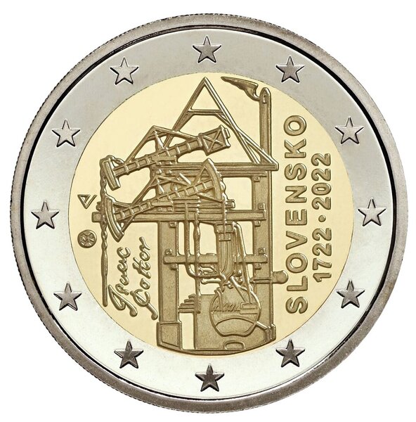 Pièce de monnaie 2 euro commémorative slovaquie 2022 – machine à vapeur atmosphérique