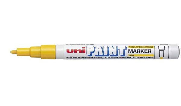 Marqueur PAINT Marker PX21 Pte conique fine 0,8 - 1,2mm Jaune UNI-BALL
