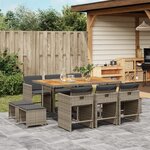 vidaXL Ensemble à manger de jardin 11Pièces avec coussins gris poly rotin