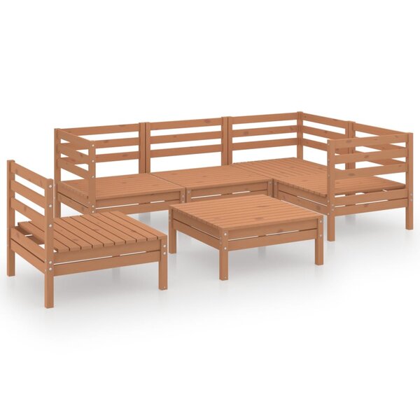 vidaXL Salon de jardin 6 Pièces Bois de pin massif Marron miel