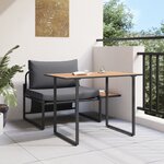 Set de salle à manger de jardin 2 pièces avec siège simple et coussins anthracite