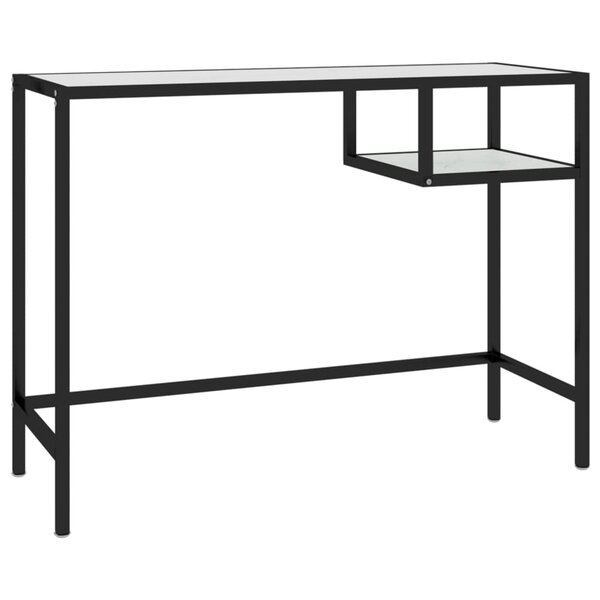 Bureau table poste de travail meuble d'ordinateur informatique étude d'ordinateur marbre 100 x 36 x 74 cm verre trempé blanc 02_0023734