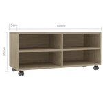 vidaXL Meuble TV avec roulettes Chêne sonoma Bois d'ingénierie