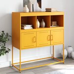 vidaXL Buffet jaune moutarde 100 5x39x107 cm acier laminé à froid