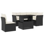 vidaXL Salon de jardin 6 Pièces avec coussins noir résine tressée