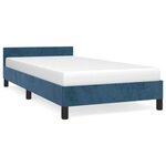 vidaXL Cadre de lit avec tête de lit Bleu foncé 90x190 cm Velours