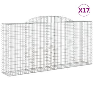 vidaXL Paniers à gabions arqués 17 Pièces 300x50x140/160 cm fer galvanisé