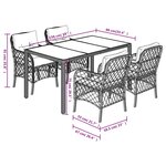 vidaXL Ensemble à manger de jardin coussins 5Pièces Noir Résine tressée
