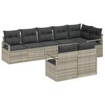 vidaXL Ensemble de Canapé de Jardin 8 Pièces avec Coussins Gris Clair Rattan Poly