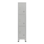 Casier de bureau armoire meuble de rangement pour bureau atelier chambre acier métallique avec 3 portes acier laqué 180 x 38 x 45 cm gris 03_0006347