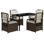 vidaXL Ensemble à manger de jardin 5 Pièces et coussins marron poly rotin