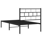 vidaXL Cadre de lit métal avec tête de lit noir 107x203 cm