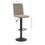 vidaXL Tabouret de bar Gris clair Velours