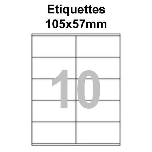 Étiquettes adhésives 105x57mm (10étiquettes/feuille) - blanc - 50 feuilles -t3azur