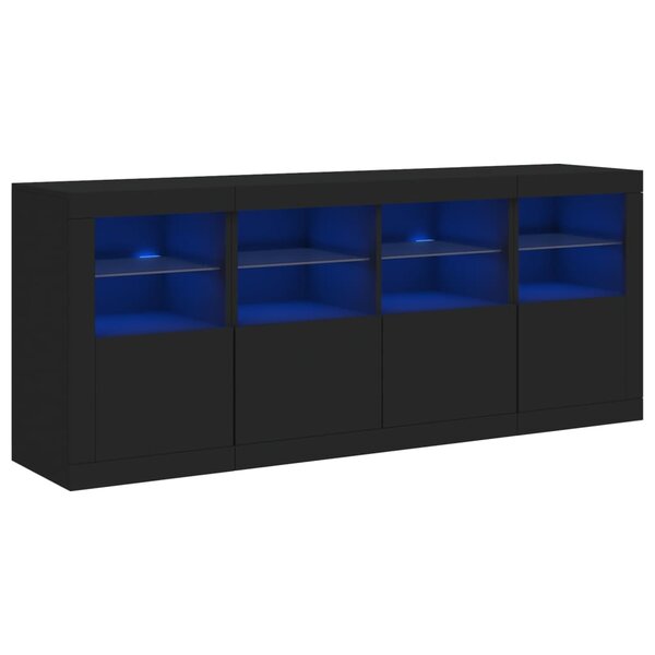 vidaXL Buffet avec lumières LED noir 163x37x67 cm