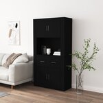 vidaXL Buffet haut Noir Bois d'ingénierie
