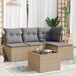 vidaXL Salon de jardin avec coussins 5 Pièces beige résine tressée