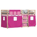 vidaXL Lit superposé avec rideaux rose 75x190 cm bois pin massif
