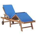 vidaXL Chaises longues avec coussins 2 Pièces Bois de teck solide Bleu