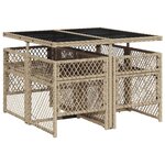 vidaXL Ensemble à manger de jardin avec coussins 5Pièces Beige poly rotin