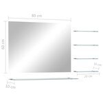 vidaXL Miroir mural avec 5 étagères Argenté 80 x 60 cm