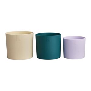 Pots de fleur 14 cm blanc vert violet 14 x 13.8 x hauteur 12 cm - Intérieur 100 recyclé