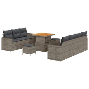 vidaXL Ensemble de canapé de jardin avec coussin 10 Pièces Gris