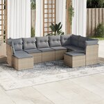 vidaXL Salon de jardin avec coussins 9 Pièces beige résine tressée