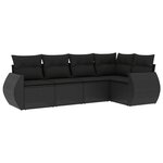 vidaXL Salon de jardin 5 Pièces avec coussins noir résine tressée