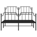 vidaXL Cadre de lit métal avec tête de lit/pied de lit noir 140x190 cm