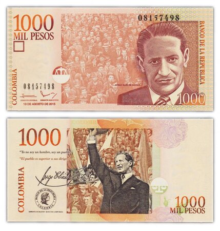 Billet de Collection 1000 Pesos 2015 Colombie - Neuf - P456t