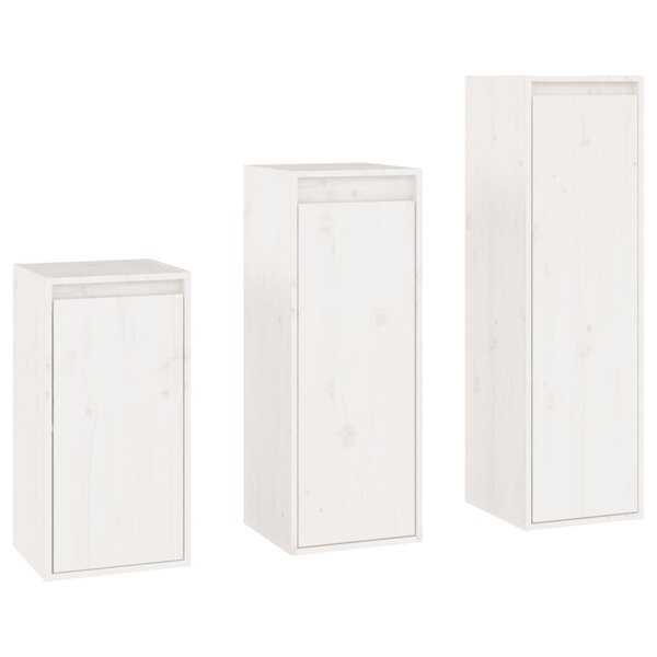 vidaXL Meubles TV 3 Pièces Blanc Bois massif de pin