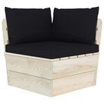 vidaXL Canapé d'angle palette de jardin avec coussins Épicéa imprégné