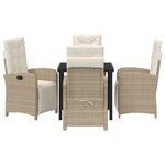 vidaXL Ensemble de salle à manger de jardin 5 pièces avec coussins en poly rotin beige