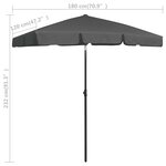 vidaXL Parasol de plage anthracite 180x120 cm