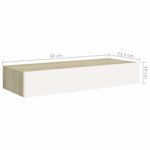vidaXL Étagères à tiroir murales 2 Pièces Chêne et blanc 60x23 5x10cm MDF