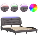 vidaXL Cadre de lit avec lumières LED gris 160x200 cm similicuir