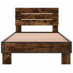 vidaXL Cadre de lit chêne fumé 100x200 cm bois d'ingénierie et métal