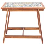 Vidaxl table à dîner de jardin 88x88x75 cm bois d'acacia et carreaux
