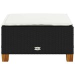 vidaXL Tabouret de jardin et coussin noir 63 5x56x32 cm résine tressée