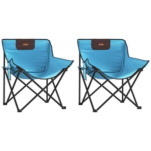 vidaXL Chaise de camping avec poche pliable lot de 2 bleu vif