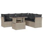 vidaXL Salon de jardin avec coussins 7 Pièces gris clair résine tressée