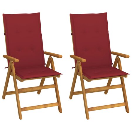 vidaXL Chaises inclinables de jardin 2 Pièces avec coussins Bois d'acacia