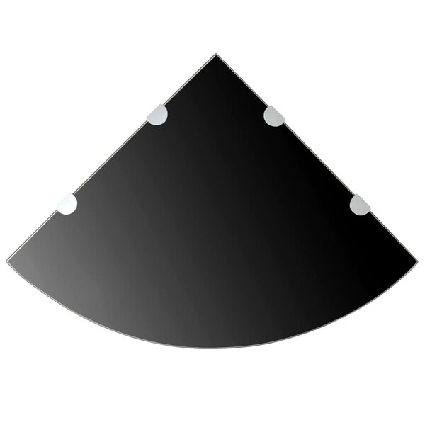 vidaXL Étagères d'angle 2 Pièces et supports chromés Verre Noir 45x45 cm